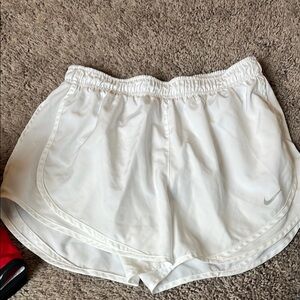 Nike White Athletic Shorts Lightweight Elastic Waist